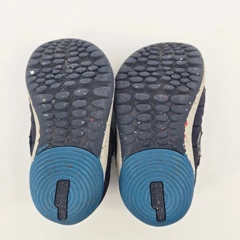 Merrell Bare Steps Hut Moc Navy Blue Quilted Infant Toddler Slip On Shoes Sz 7M